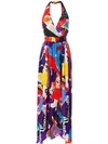Balmain Printed Silk-georgette Halterneck Maxi Dress In Multicolour