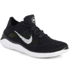 Nike Women's Free Rn Flyknit 2018 Running Shoes, Black In Black/ Black/ White