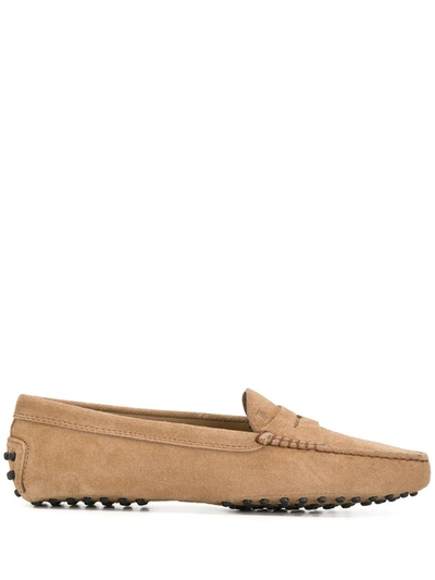 Tod's Brown Suede Slip-on Loafers