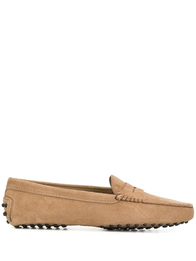 Tod's Pink Gommino Loafers In Suede Woman In Beige