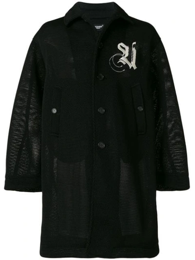 Undercover Embroidered Detail Mesh Coat In Black