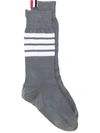 Thom Browne 4-bar Stripe Socks In Grey