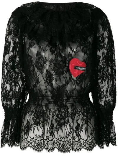 Dolce & Gabbana Lace Pattern Blouse In Black