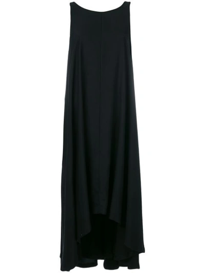 Yohji Yamamoto Sleeveless High Low Midi Dress In Black