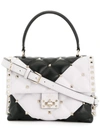 Valentino Garavani Bicolor Candystud Lambskin Top Handle Satchel In Black White