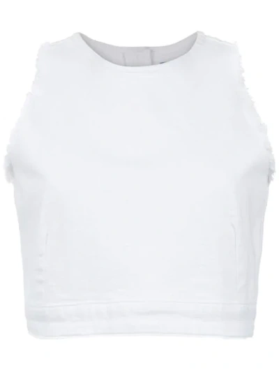 Olympiah Distressed Cropped Top In White