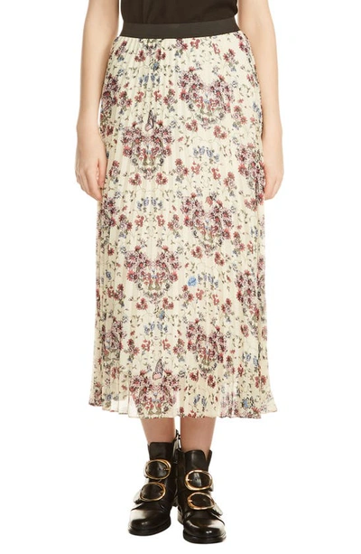 Maje Jimel Pleated Floral Skirt In Multi