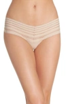 Dkny Classic Cotton Embroidered-waist Thong Underwear Dk5025 In Cashmere