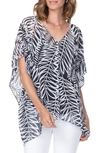 Nydj Printed Chiffon Caftan In 29 Palms Black
