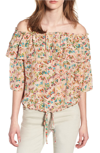 ZADIG & VOLTAIRE TEASE BUTTERFLY OFF THE SHOULDER SILK TOP,SGCS3502F