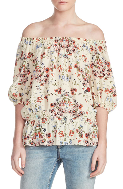 Maje Lucky Floral-print Silk-crepe Top In Multi-coloured