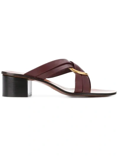 Chloé Rony Ring-embellished Snake-effect Leather Mules In Deep Purple