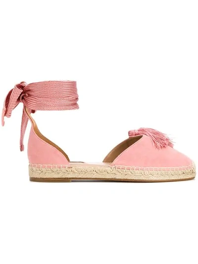 Aquazzura Love Tasseled Suede Espadrilles In Pink