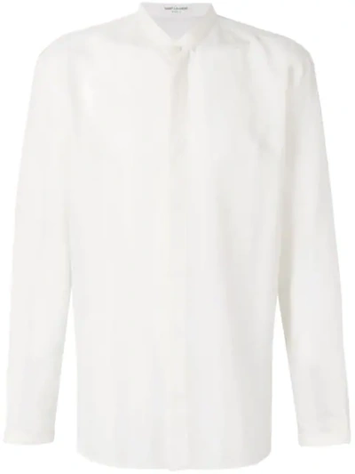Saint Laurent Wingtip-collar Cotton-poplin Shirt In White