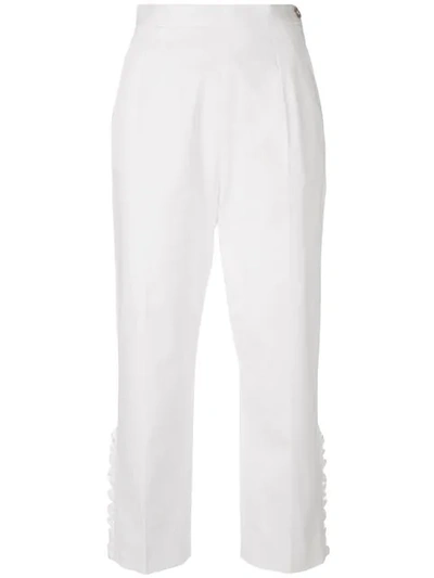 I'm Isola Marras Cropped Ruffle Trousers In White