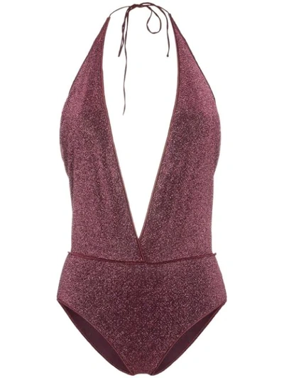 Oseree V-neck Lumière Maillot Swimsuit In Pink/purple