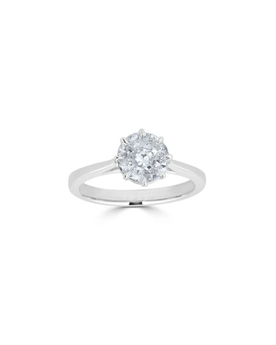 Zydo 18k White Gold Mosaic Round Diamond Engagement Ring