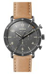 SHINOLA THE CANFIELD CHRONO LEATHER STRAP WATCH, 45MM,S0120089891