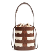 TRADEMARK SCALLOP HESSE LEATHER BUCKET BAG - BROWN,HB222
