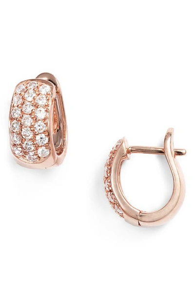 Dana Rebecca Designs Mini Diamond Hoop Earrings In Rose Gold