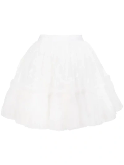 Amen Tiered Lace Ruffle Circle Skirt - White