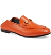 Gucci Brixton Collapsible-heel Leather Loafers In Deep Orange