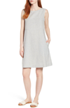 Eileen Fisher Varied Stripe Hemp & Organic Cotton Shift Dress In Chambray