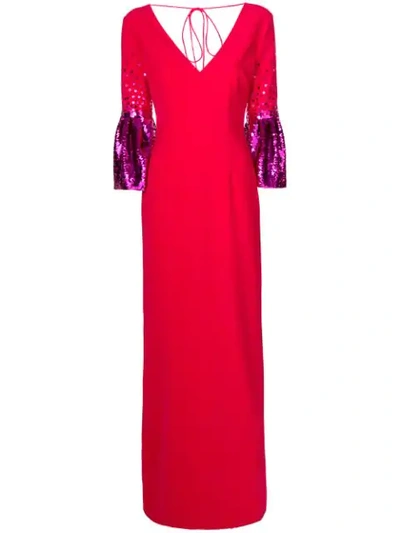 Sachin & Babi Contrast Sleeve Gown - Red