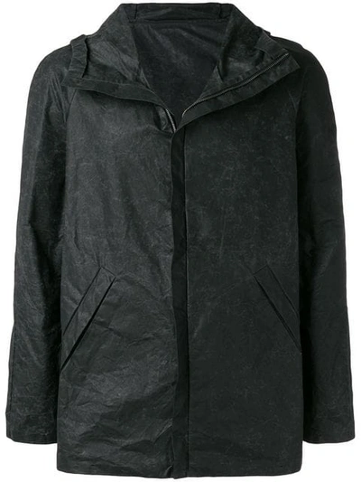 Label Under Construction Creased Detail Hooded Jacket In Black