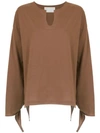 LILLY SARTI LILLY SARTI TIE DETAIL BLOUSE - BROWN,ROBL018912889704