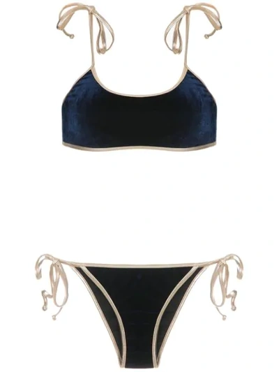 Adriana Degreas Velvet Bikini Set In Blue