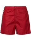 Moncler Logo Patch Swimming Shorts In Red