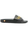 VERSACE VERSACE LOGO SLIDER SANDALS - BLACK,DSR608CDNA5PR12940878