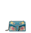 GUCCI SMALL DIONYSUS EMBROIDERED SUEDE SHOULDER BAG - BLUE,400249CXZRN