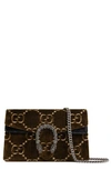 Gucci Supermini Dionysus Double G Velvet Shoulder Bag - Brown In Brown/ Nero/ Black Diamond