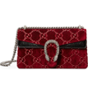 Gucci Dionysus Small Velvet Gg Supreme Shoulder Bag In Red Cipria/ Black Diamond