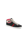 Gucci New Ace High Top Sneaker With Genuine Snakeskin Trim In Black