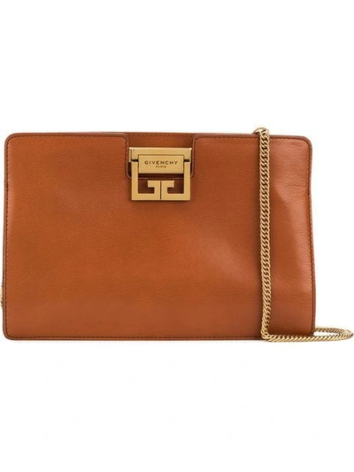 Givenchy Leather Evening Clutch In Brown