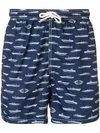 Mc2 Saint Barth Print Drawstring Swim Shorts - Blue In Blue