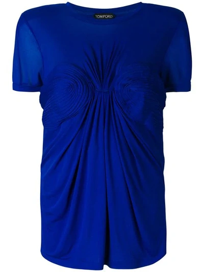 Tom Ford Gathered Detail Blouse In Blue