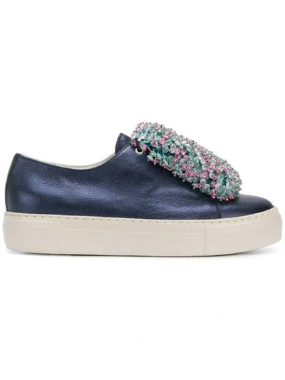 Agl Attilio Giusti Leombruni Beaded Front Platform Trainers In Blue