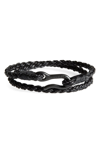 CAPUTO & CO BRAIDED LEATHER WRAP BRACELET,SP18BR14