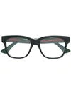 GUCCI GUCCI EYEWEAR WEB ARM SQUARE GLASSES - 黑色,GG0342O12915175