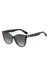 Kate Spade Daeshas Round Polarized Acetate Sunglasses, Black In Black/ Gold