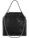 Stella Mccartney Falabella Mini Tote In Metallic Black Vegan Leather In Black