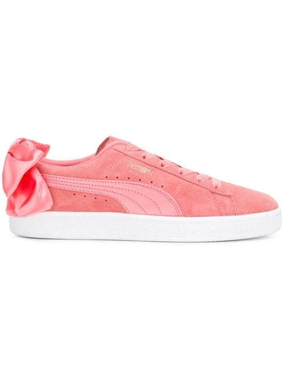 Puma 'bow' Suede Trainers In Dark Pink