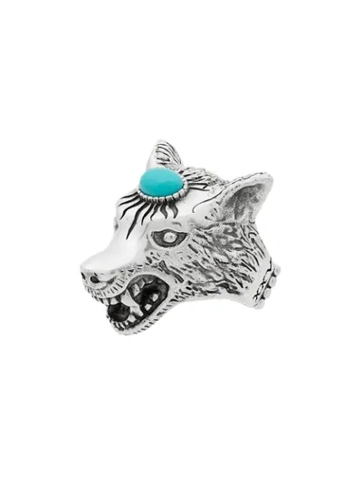 Gucci Metallic Anger Forest Sterling Silver Wolf Head Ring
