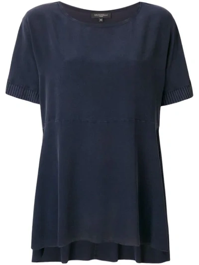 Antonelli Knitted Short Sleeve Flared Top In Blue