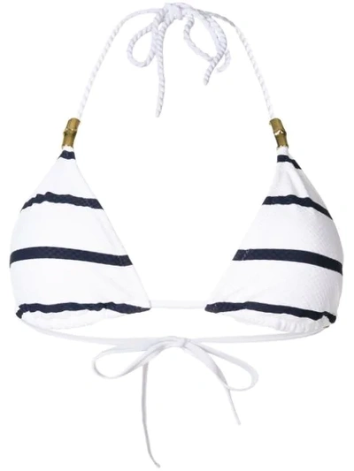 Heidi Klein Core Stripe-pattern Triangle Bikini Top In Weiss