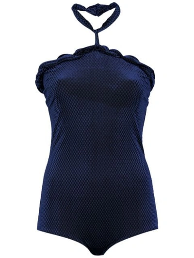 Lilly Sarti Velvet Bodysuit In Blue